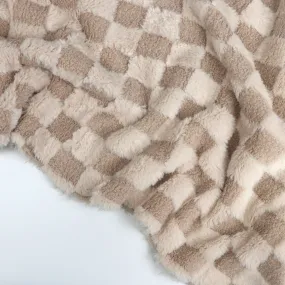 Faux Fur - Checkerboard - Light Beige - SALE